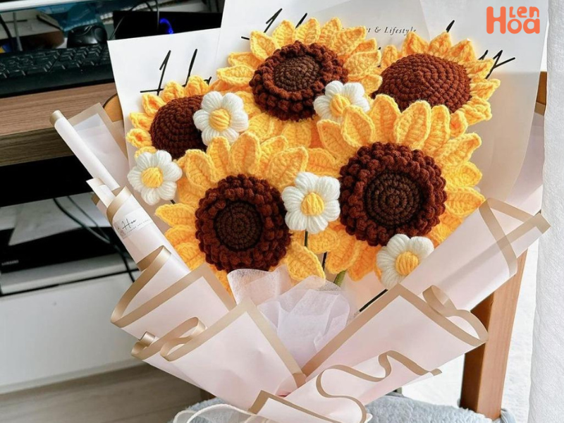 Cách đan hoa hướng dương bằng len