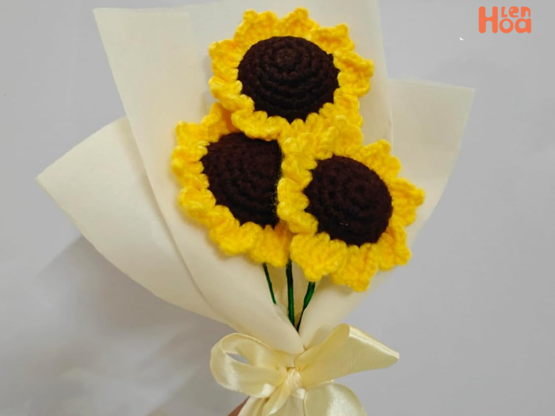 Cách đan hoa hướng dương bằng len